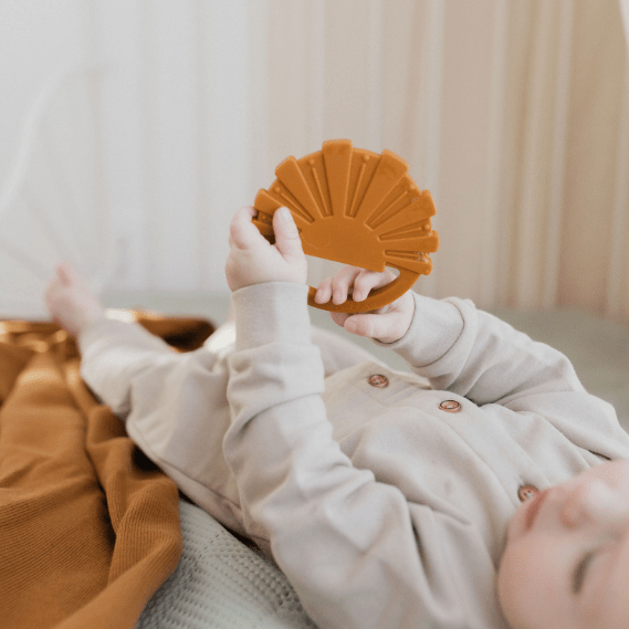 Teething can be tough with all the sleepless nights but our PPT Sun Teether will add a bit of sunshine to your day.   Designed with an easy handle for little hands to hold, it has raised texture on the front and back to provide your little one some texture to gnaw on to relieve those sore and achy gums. 